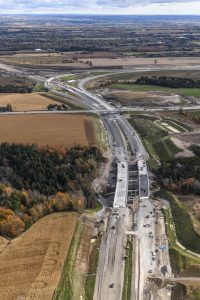 Birds eye view of 407 East phase 2 long stretch