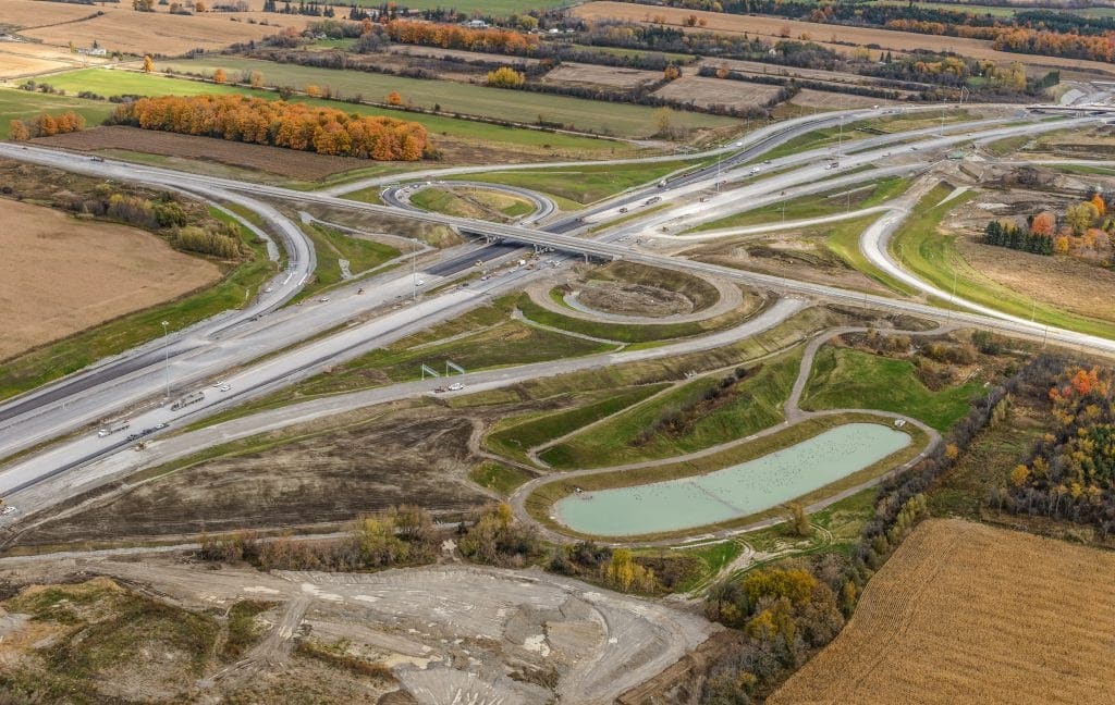 Aerial view of the intersection of 407 East