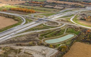 Aerial view of the intersection of 407 East