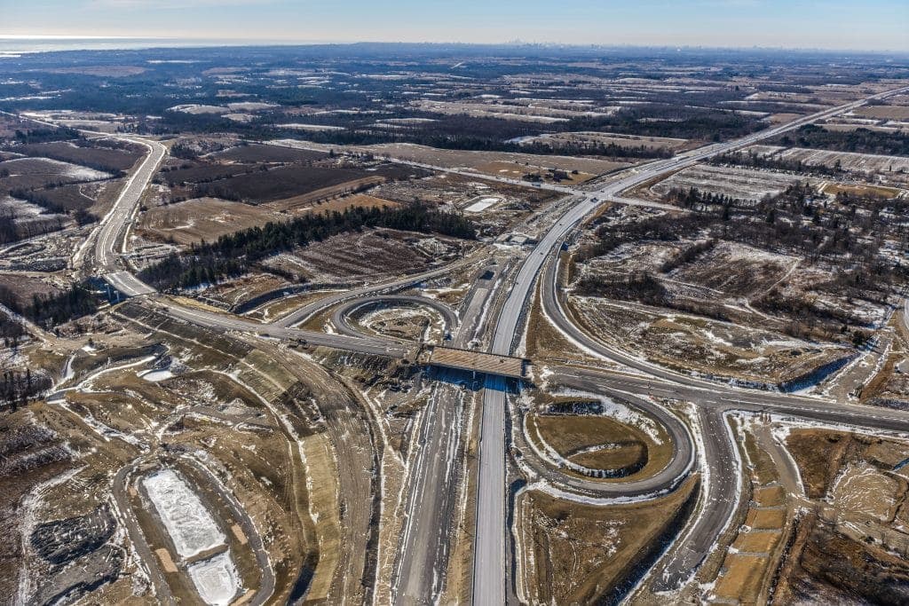 Aerial view of 407 East intersection