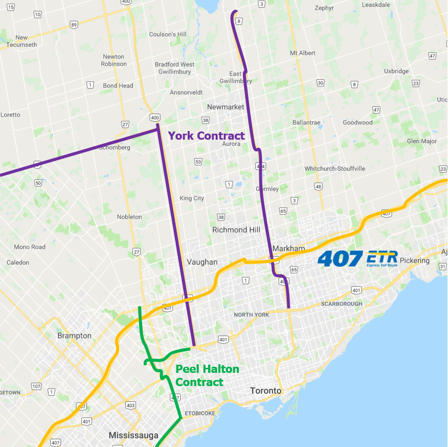 FS-Canada-RoadMaintenance-Ontario-Mapa The roads covered by these contracts are in the vicinity of the 407 ETR, operated by Cintra